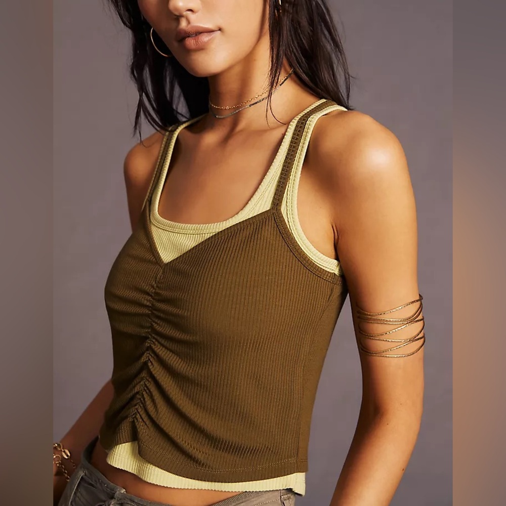 NWT Ruched Layered Tank sz M anthropologie